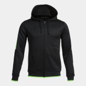 Pánská mikina JOMA OLIMPIADA ZIP-UP HOODIE BLACK FLUOR GREEN