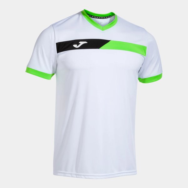 Pánské tričko JOMA COURT SHORT SLEEVE T-SHIRT WHITE FLUOR GREEN BLACK - foto 0
