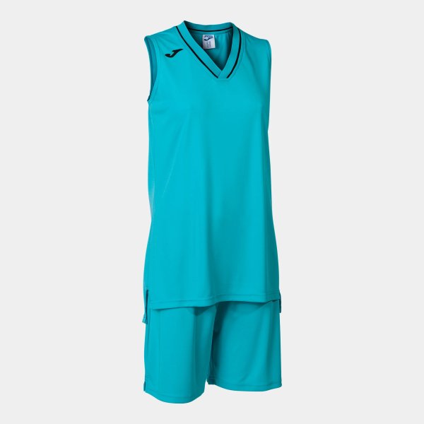 Dámské tílko JOMA ATLANTA TWO-PIECE TURQUOISE FLUORESCENT BLACK - foto 0