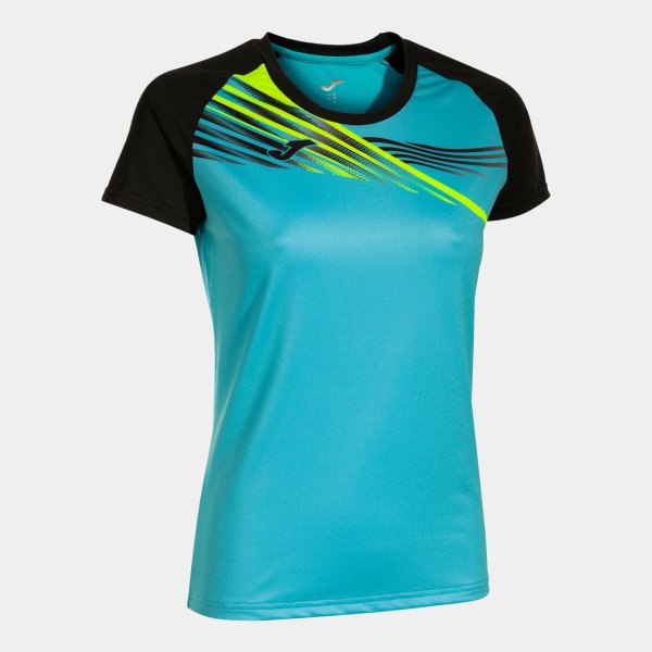 Dámské tričko JOMA ELITE X SHORT SLEEVE T-SHIRT FLUOR TURQUOISE BLACK - foto 0