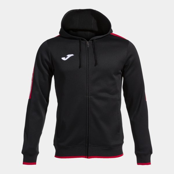Pánská mikina JOMA OLIMPIADA ZIP-UP HOODIE BLACK RED - foto 0
