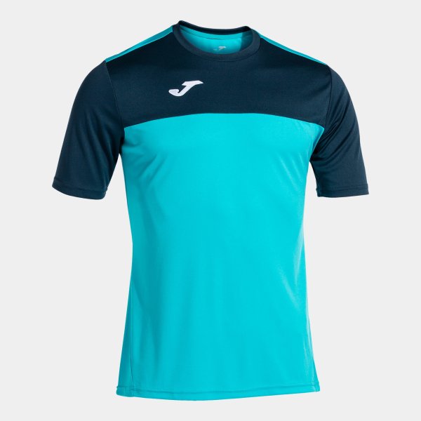 Pánské tričko JOMA WINNER SHORT SLEEVE T-SHIRT FLUOR TURQUOISE-NAVY - foto 0